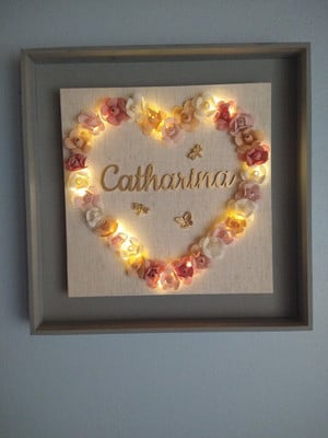 Quadro porta maternidade floral com led