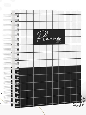 Planner 2022 masculino - quadriculado preto e branco