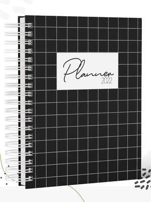 Planner 2022 masculino - quadriculado preto