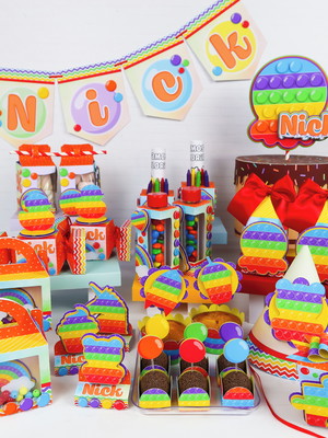 Kit "festinha em casa"-pop it cores vivas(90 itens)+ brinde