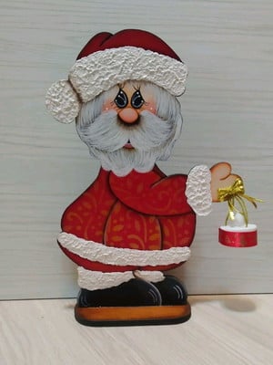 Enfeite de natal balcão papai noel com vela de led
