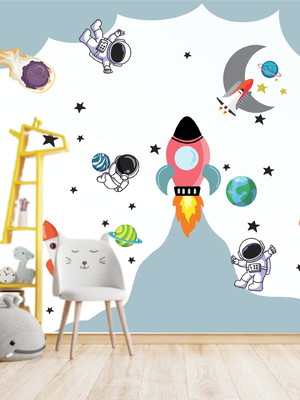 Adesivo decorativo infantil astronauta espaço galáxia