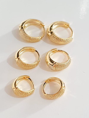 Trio brinco argola 10mm 12mm 14mm banhado ouro18k