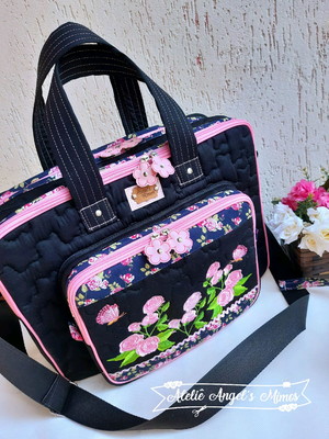Bolsa bolsa 3 divisões com alça transversal jardim encantado