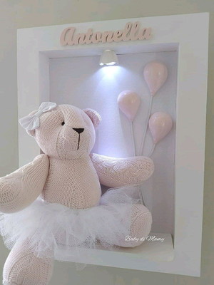 Quadro ursa bailarina tricô com led