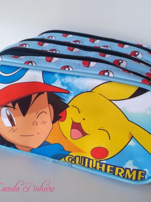 Estojo triplo personalizado pokémon