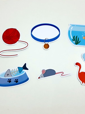 Aplique gato - peixe - aquário 3 cm