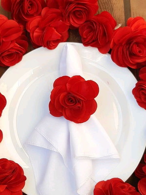 50 porta guardanapo de rosas cetim