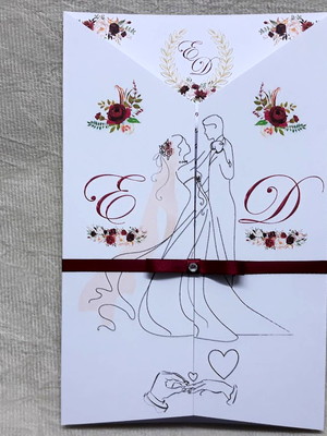 Convite de casamento marsala