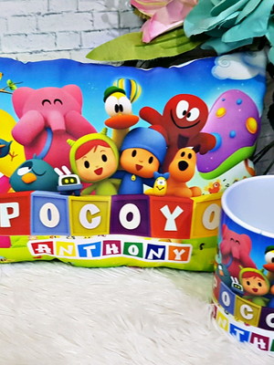 Kit almofada + caneca personalizada- pocoyo
