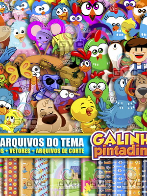 Kit digital galinha pintadinha + vetores + arquivos de corte