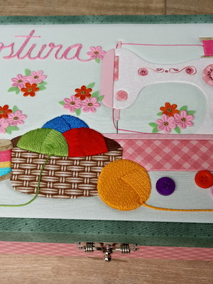 Baú costura de 24x34 patchwork embutido
