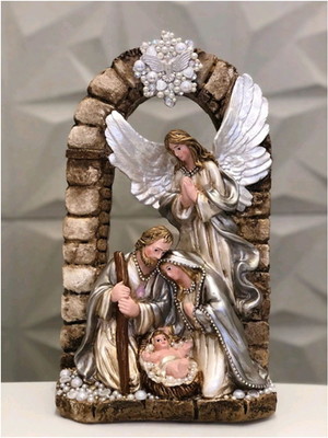 Presépio sagrada família com anjo da anunciação