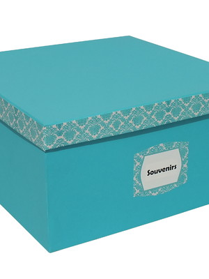 Caixa com tag decorativo provençal azul - cód 3330