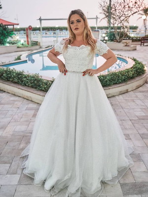 Vestido longo saia com glitter tule bordado