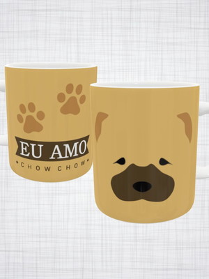 Caneca porcelana eu amo chow chow