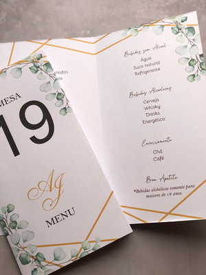 Menu de casamento personalizados