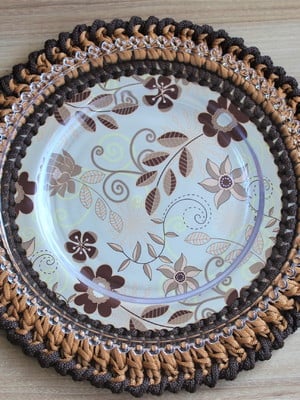 Kit sousplat de mdf com croche 4 unidades