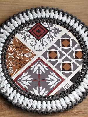 Kit sousplat de mdf com croche 4 unidades