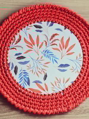 Kit sousplat de mdf com croche 4 unidades