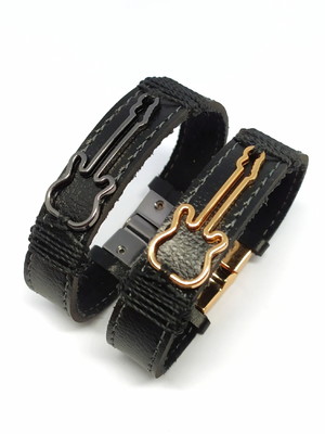 Pulseira masculina feminina couro música guitarra