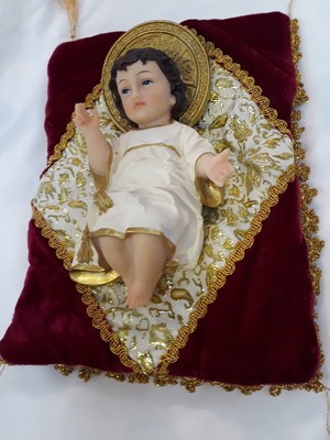 Menino jesus aureolado para presépio 20cm