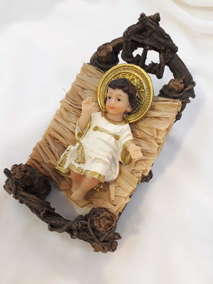Manjedoura de natal para o menino jesus - em resina 12,5 cm