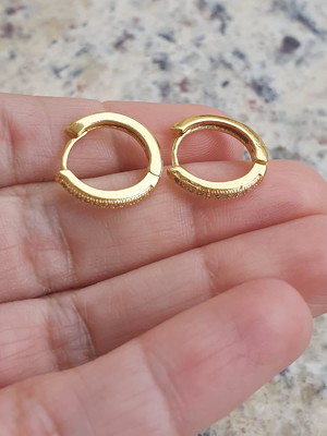 Brinco argola conch zirconia 16mm banhado ouro18k