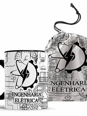 Caneca profissão engenharia elétrica com nome + saquinho
