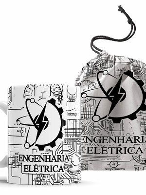 Caneca profissão engenharia elétrica com nome + saquinho