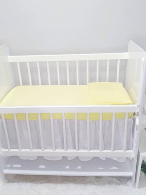 Lençol de elástico com fronha para mini berço - amarelo