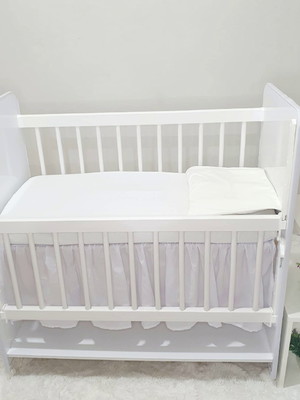 Lençol de elástico com fronha para mini berço - branco