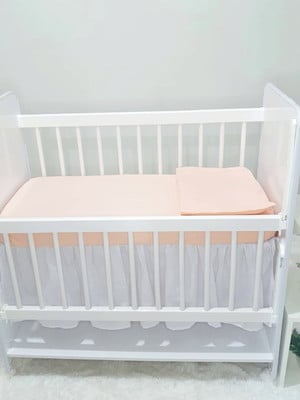 Lençol de elástico com fronha para mini berço - salmão