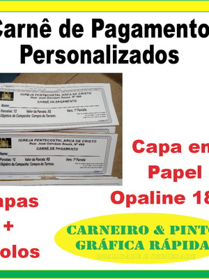 100 carnês de pagamento personalizados (capas + miolos)