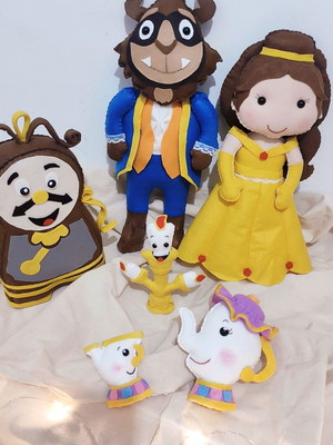Kit bonecos bela e a fera - com 6 personagens