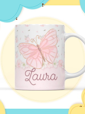 Lembrancinha caneca de polímero borboleta