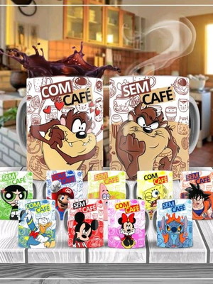 Caneca personagens disney com café sem café