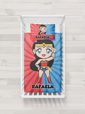 Lençol berço mulher maravilha baby personalizado