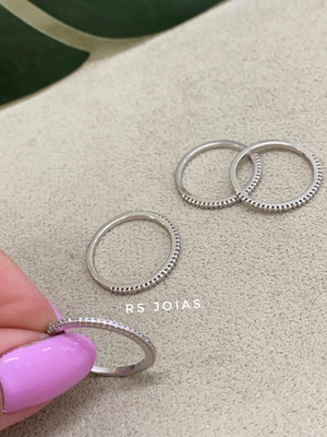 Ar17|1/2aliança joia prata 925 c/ouro branco micro cravação