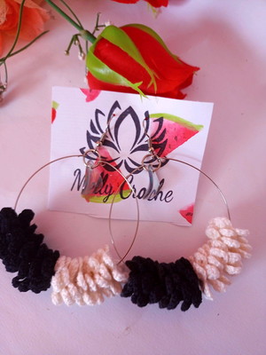 Brinco de crochê, argola de flores acessório feminino