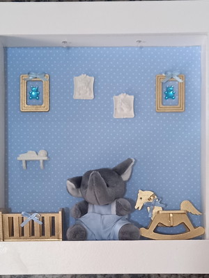 Enfeite de porta maternidade cenário elefante azul