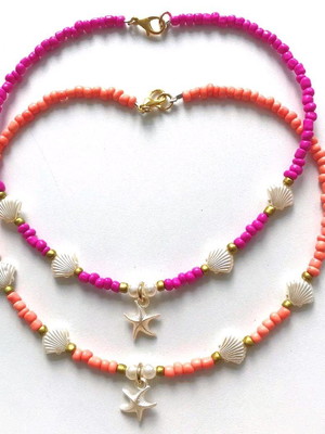 Chocker de micangas e concha / estrela peroladas