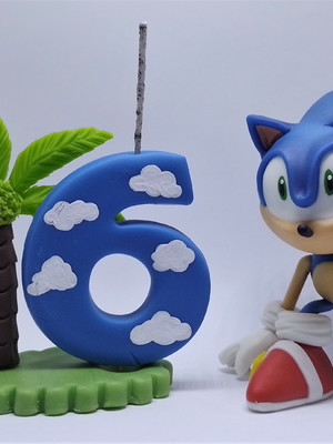 Topo de bolo sonic: hora de correr (biscuit)