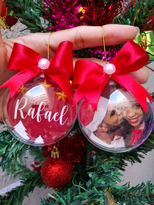 Kit 5 bolas de natal personalizadas