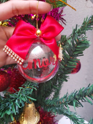 Kit 5 bolas de natal personalizadas com palavras/nome luxo
