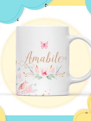 Lembrancinha caneca de polímero personalizada borboleta