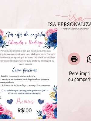 Convite cha rifa - chá de casamento