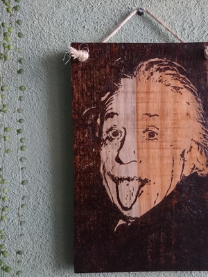Albert einstein - quadro artesanal madeira