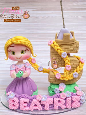 Mini topo rapunzel em biscuit (com nome)