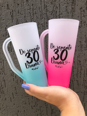Kit 50 canecas long 400ml degradê personalizadas